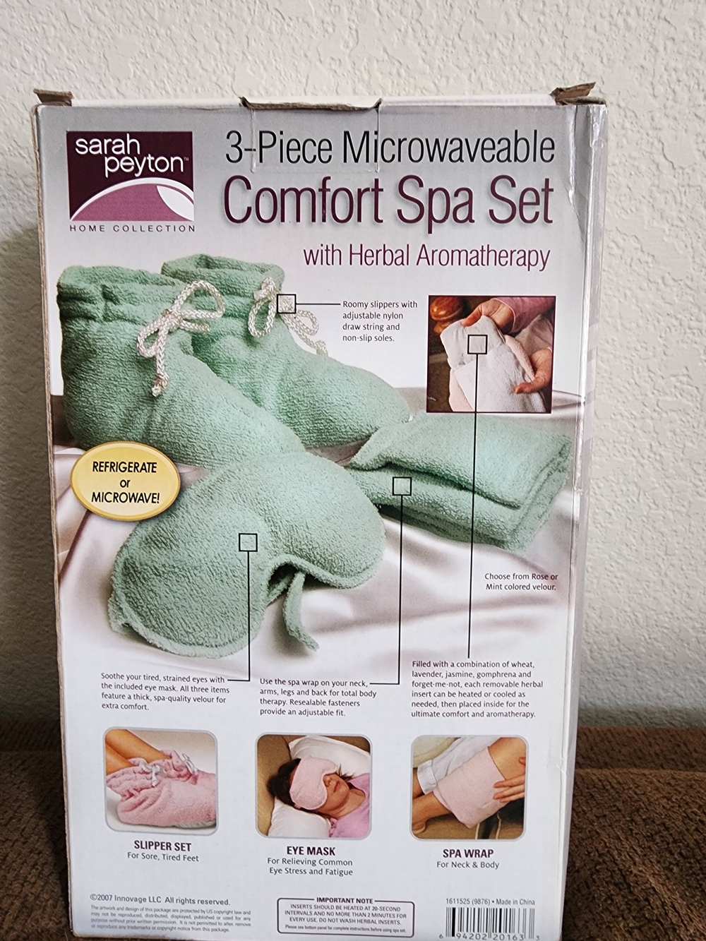 Sarah Peyton Comfort Spa Set - Mint Green 3-Piece Microwaveable